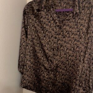 Chico's Brown and Black Patterned Button Down Shirt